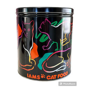 Vintage IAMS Cat Tin Food Canister *RARE*